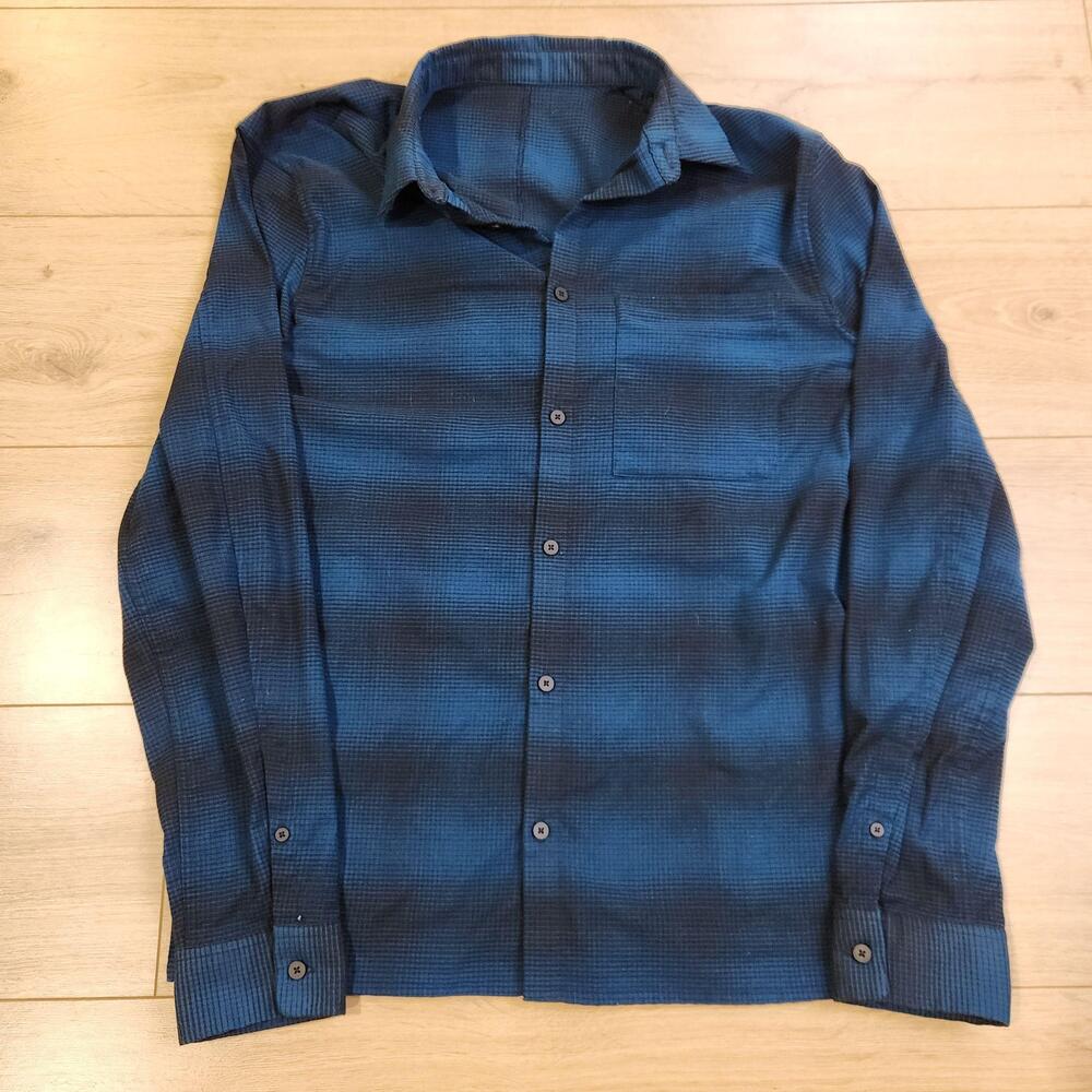 Lululemon Athletica Shirt Mens Large Blue Check Long Sleeve Button Up Casual